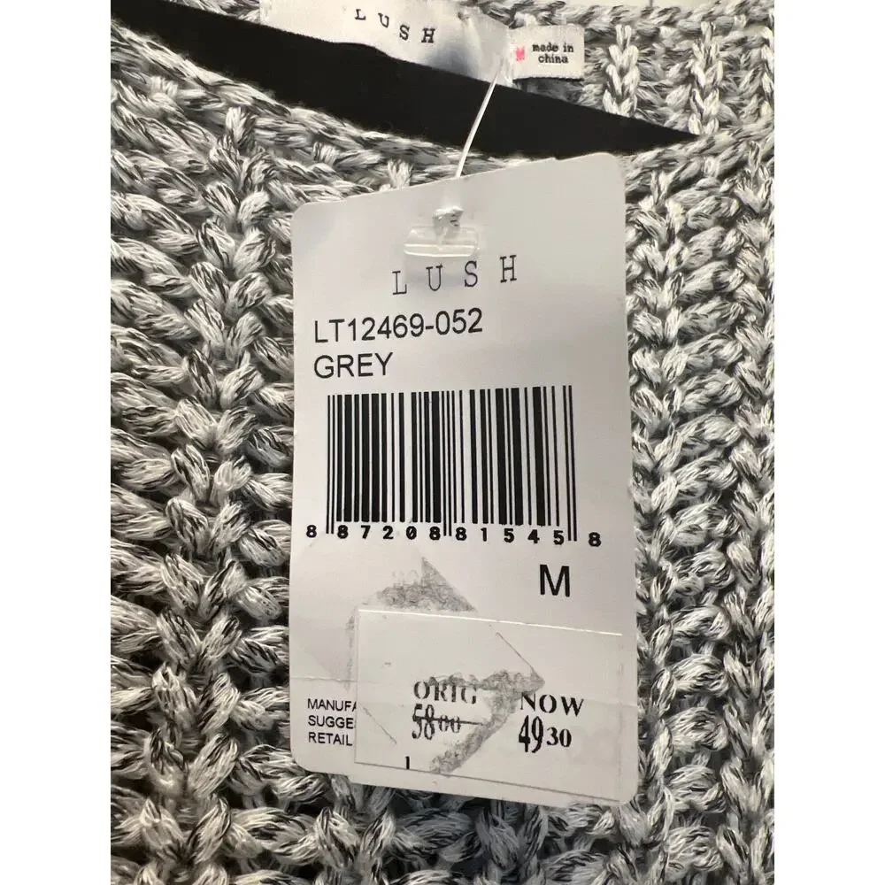 NWT‎ Lush Women’s Sleeveless Knit High Low Pullover Sweater Tank Top Size M Gray